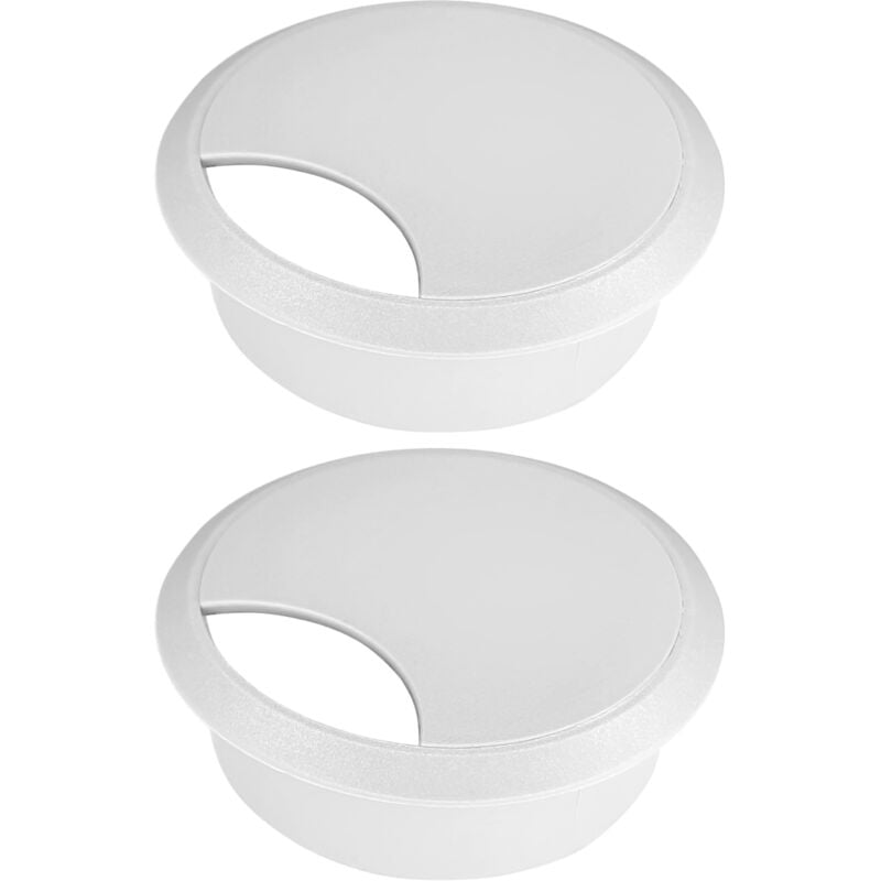 foto del prodotto cyclingcolors 2x passacavo plastica 70mm scrivania tondo guida per cavi elettrico bianco 