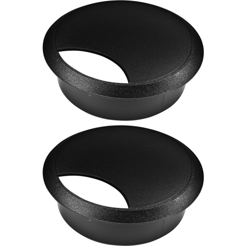 foto del prodotto cyclingcolors 2x passacavo plastica 70mm scrivania tondo guida per cavi elettrico nero 