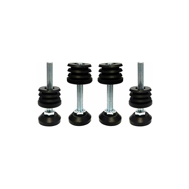 foto del prodotto cyclingcolors 4x piedi regolabile tappo plastica piedino piede tondo tubi sedia mobili nero, 30mm