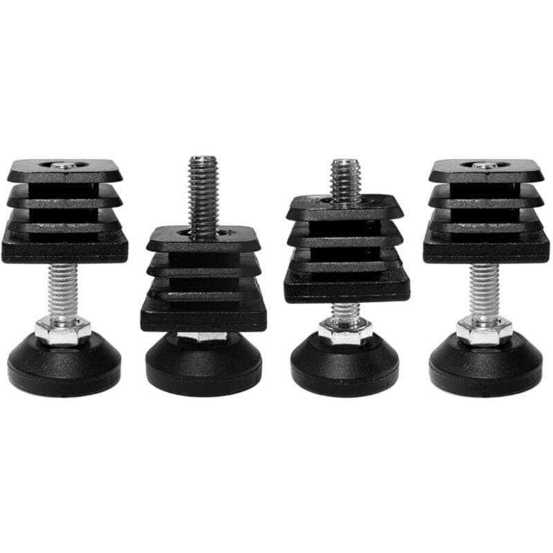 foto del prodotto cyclingcolors 4x piedino piedi regolabile piede livellatore tappo quadrato 30 x 30 mm filettato m8 tubi mobili
