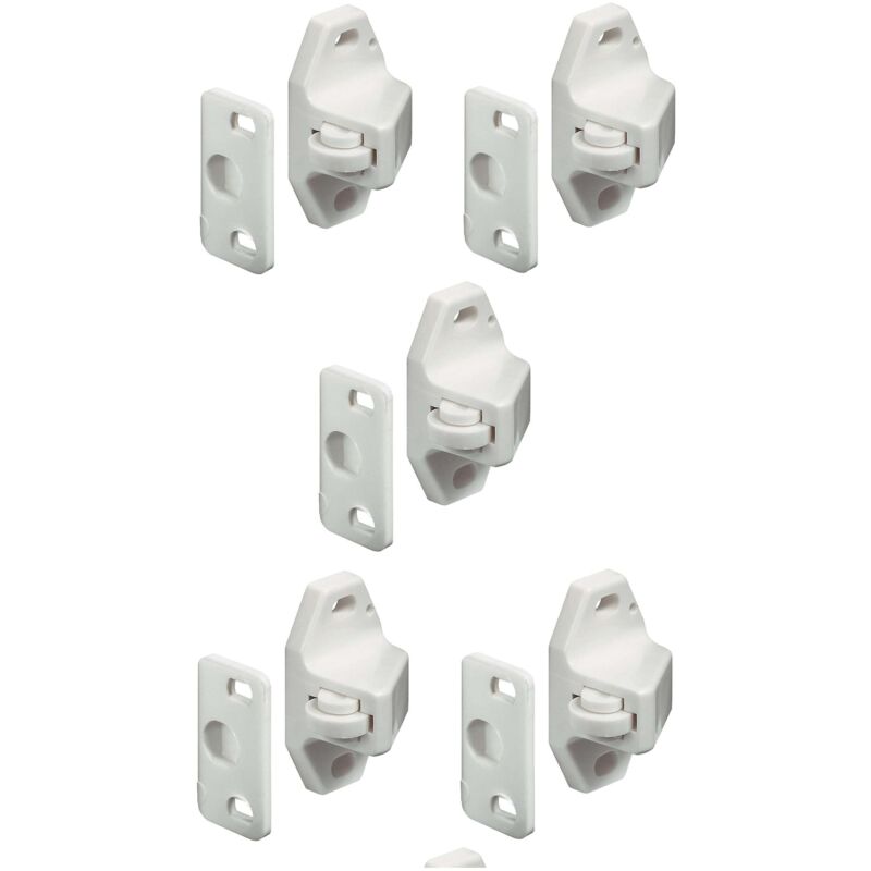foto del prodotto cyclingcolors 5x chiusure a molla per porte 5x contropezzo bianco plastico mobili armadio chiavistello cricchetto