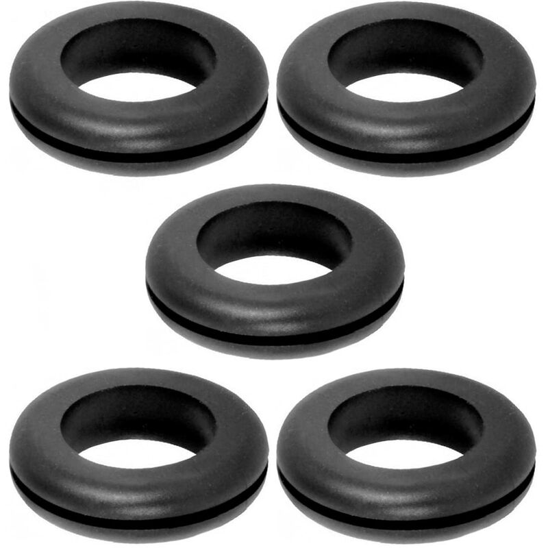 foto del prodotto cyclingcolors 5x passacavo in gomma nero gommini elettrico guarnizione anello fori filo spina cavo tappo d1 18 x d 15 x h1 2 mm 