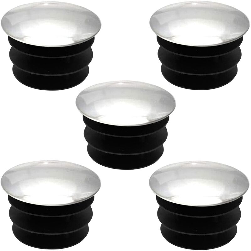 foto del prodotto cyclingcolors 5x tappi tondi alettati puntali plastica copriforo cromo mobilia piede tubi, 35mm