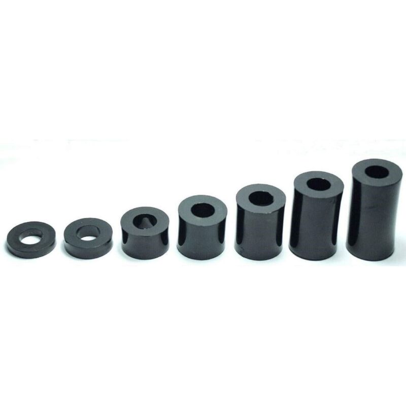 foto del prodotto cyclingcolors distanziale in plastica m6 per vite tubo rondella, 10mm, nero, lotto di 10