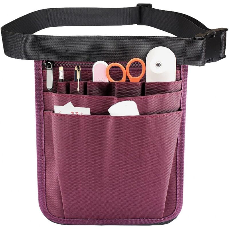 foto del prodotto cyslmuk 1 borsa per infermieri, kit di utensili multiuso, borsa portaoggetti per accessori per infermieri viola con cintura regolabile per