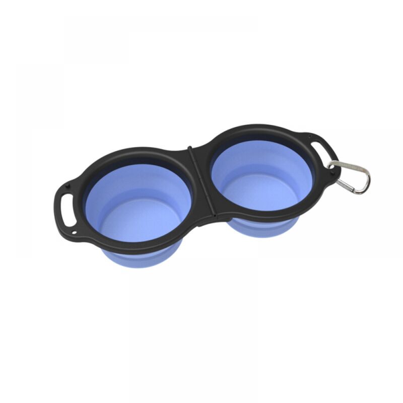 foto del prodotto cyslmuk 1 ciotola per cani pieghevole blu, grande ciotola per acqua per cani da viaggio portatile espandibile, ciotola pieghevole con manico e
