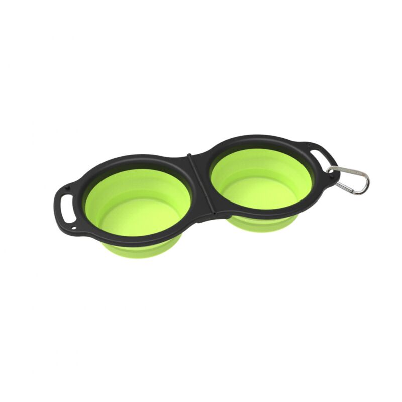 foto del prodotto cyslmuk 1 ciotola pieghevole verde per cani, grande ciotola per acqua da viaggio portatile espandibile per cani, ciotola pieghevole con manico e