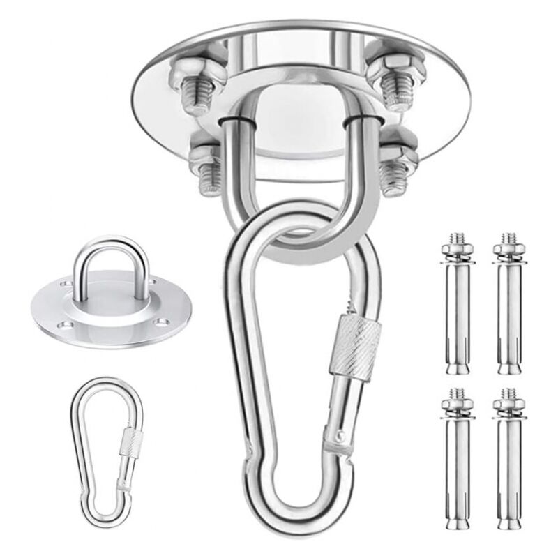 foto del prodotto cyslmuk 1 gancio per carichi pesanti, kit per appendere amaca in acciaio inox con portata di 450 kg, rotazione di 180 , adatto per kit in cemento e