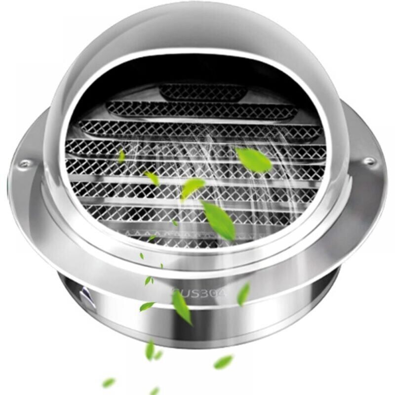 foto del prodotto cyslmuk 1 griglia di ventilazione rotonda in acciaio inossidabile con bocca e lamelle anti insetto, griglia di ventilazione 150 mm per parete