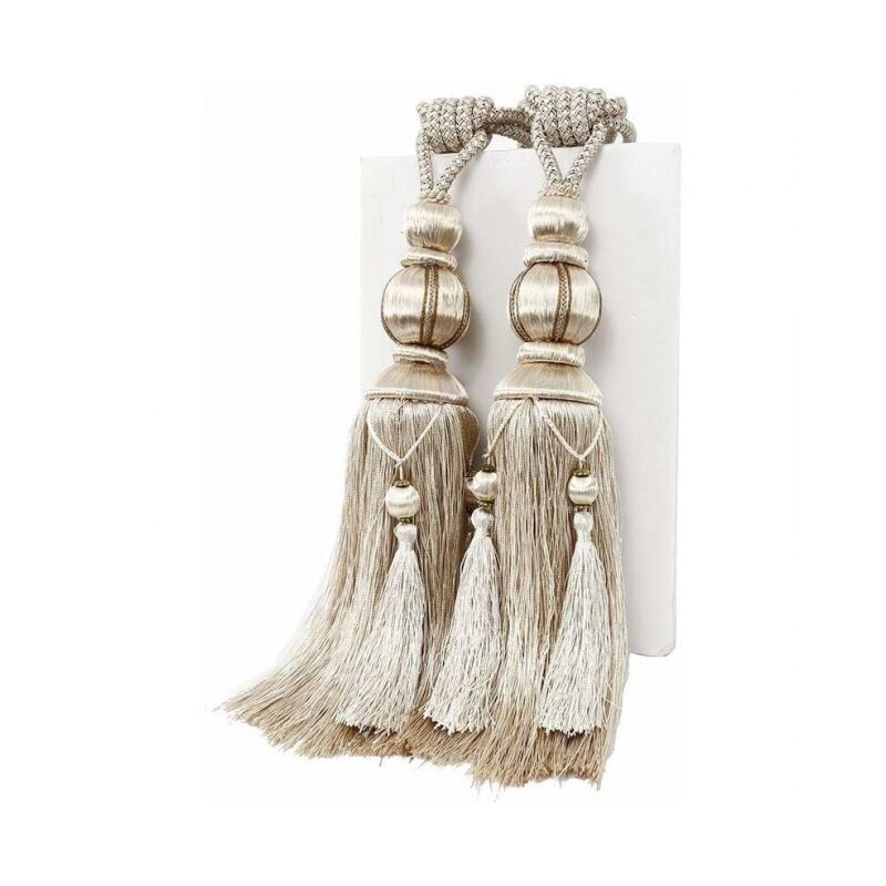 foto del prodotto cyslmuk 1 paio di fermatenda in corda beige fatti a mano con nappe per tende da finestra, drappeggio, decorazione per ufficio domestico