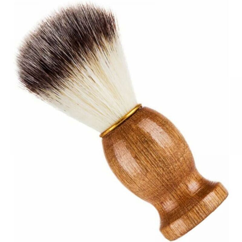 foto del prodotto cyslmuk 1 pennello da barba, pennello da barba con manico in legno massello, fatto a mano con vero pelo di tasso, pelle morbida, per rasatura
