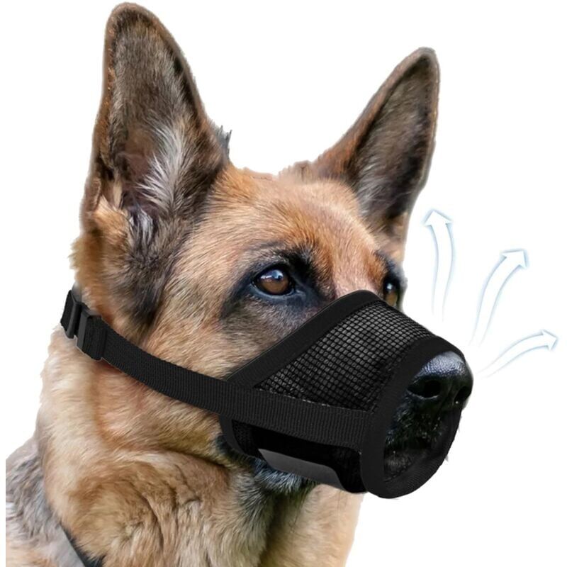 foto del prodotto cyslmuk 1 pezzo museruola antiabbaio regolabile con anello in rete autoadesivo museruola antiabbaio regolabile per cani di taglia grande, media e
