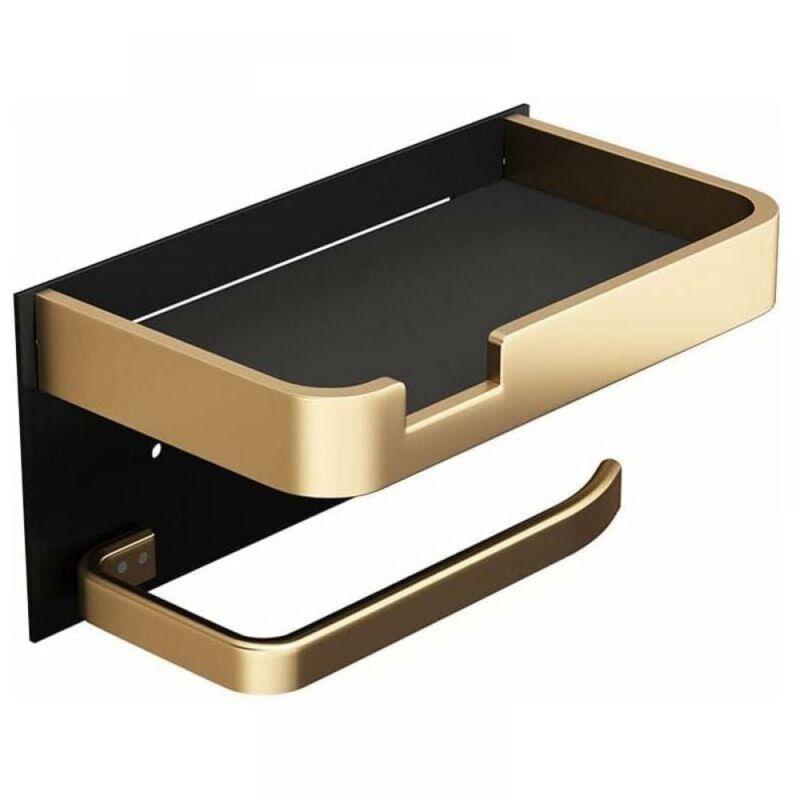 foto del prodotto cyslmuk 1 porta carta igienica da parete con supporto per cellulare, moderno porta carta igienica in viscosa, porta carta igienica in oro nero per