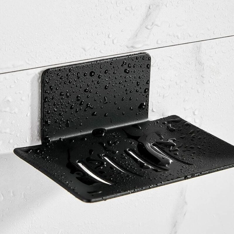 foto del prodotto cyslmuk 1 portasapone da parete senza foratura in acciaio inox per doccia nero portasapone autoadesivo in acciaio inox per riporre spugne