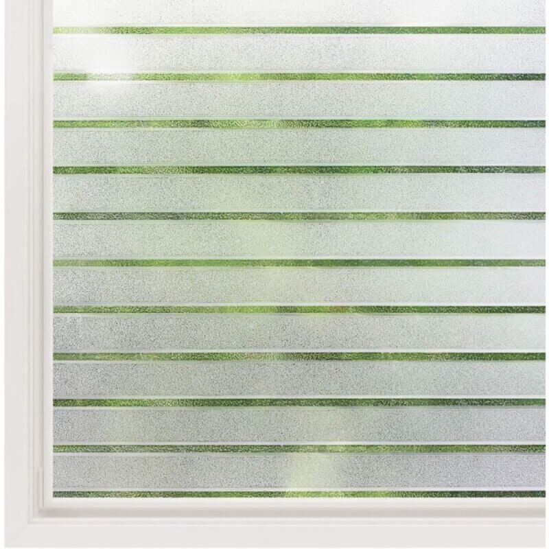 foto del prodotto cyslmuk 1 pz 45x200cm pellicola per finestre elettrica statica, motivo a strisce orizzontali, adesivo elettrico statico smerigliato antiaderente,