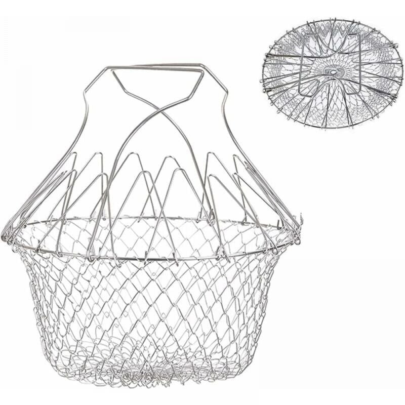 foto del prodotto cyslmuk 1 pz cestello per friggere, cestello per insalata colino da cucina in acciaio inox cestello per friggere espandibile da cucina