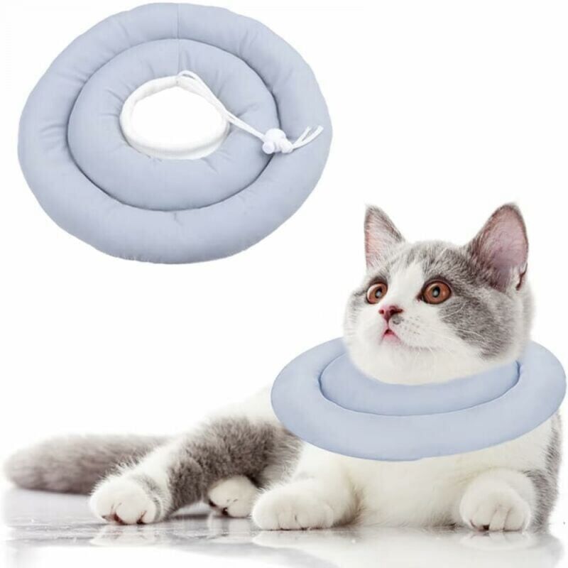 foto del prodotto cyslmuk 1 pz grigio blu cane gatto collare di recupero anti leccamento anti graffio collare per cani gatto, regolabile, adatto per gatti e cani di