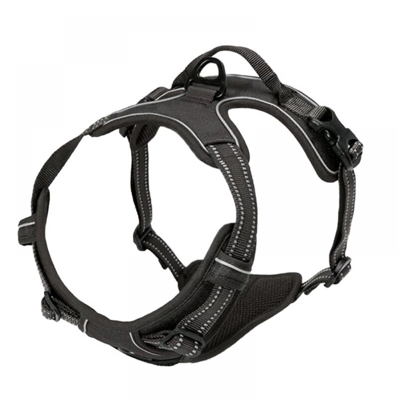 foto del prodotto cyslmuk 1 pz. l la pettorina nera per cani senza tensione regolabile, comoda e riflettente.