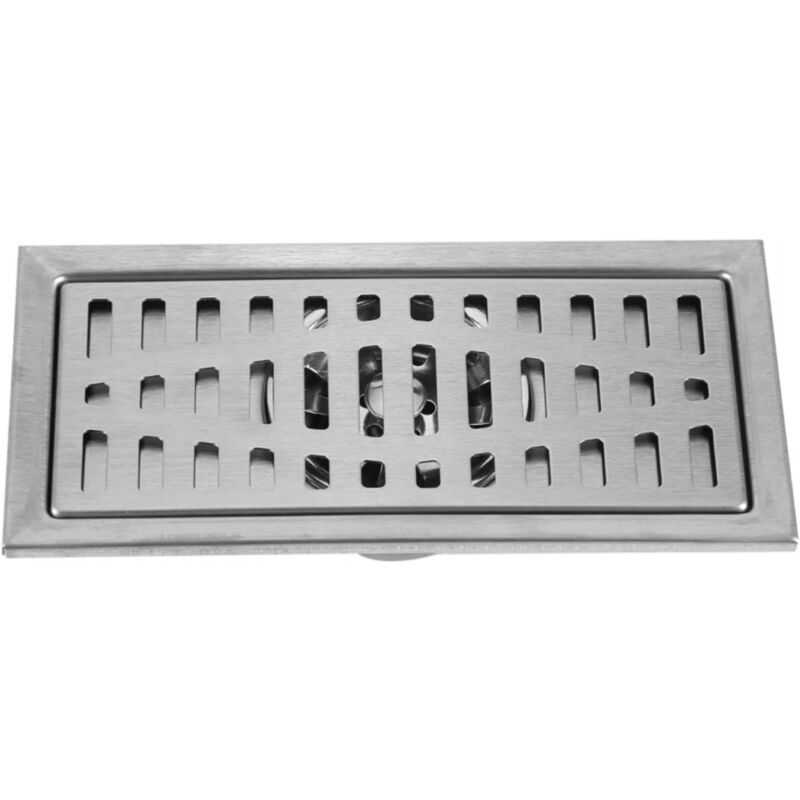 foto del prodotto cyslmuk 1 pz piletta di scarico a pavimento con coperchio rimovibile, lavello rettangolare 200 x 100 mm, scarico doccia in acciaio inox, sifone a