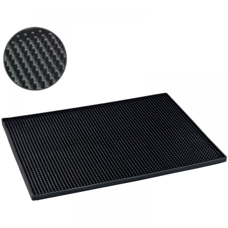 foto del prodotto cyslmuk 1 tappetino scolaposate nero, 45x30 cm, grande tappetino da bar, tappetino per asciugare le posate, lavabile in lavastoviglie, plastica