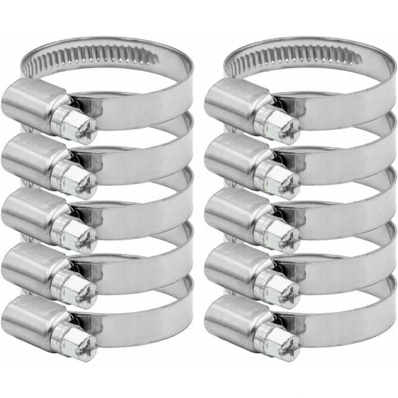 foto del prodotto cyslmuk 10 fascette stringitubo regolabili da 27 a 51 mm, in acciaio inox 304, per tubi dell acqua domestici, gas domestico, tubi per autoveicoli