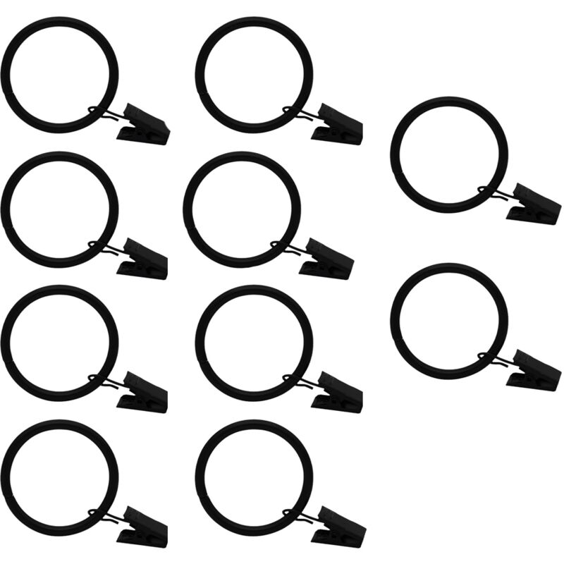 foto del prodotto cyslmuk 10 pezzi nero anelli per tende in metallo clip per tende ganci per tende multiuso per tende e aste per tende immagini decorazione