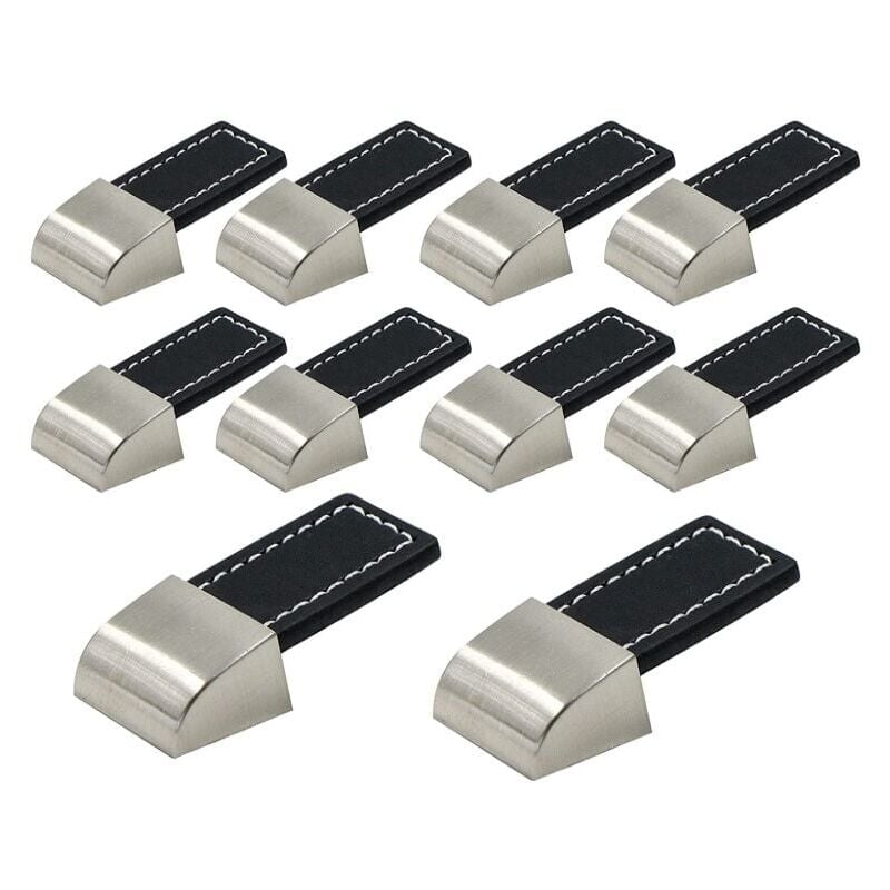 foto del prodotto cyslmuk 10 pezzi pomelli per cassetti in pelle pomelli per mobili in pelle nera con viti per pomelli in pelle per armadi, cucine e porte