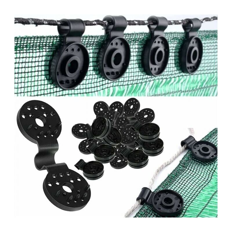 foto del prodotto cyslmuk 100 pezzi clip di fissaggio per schermo della privacy, clip speciale con occhiello in plastica, clip di fissaggio trattate anti uv per