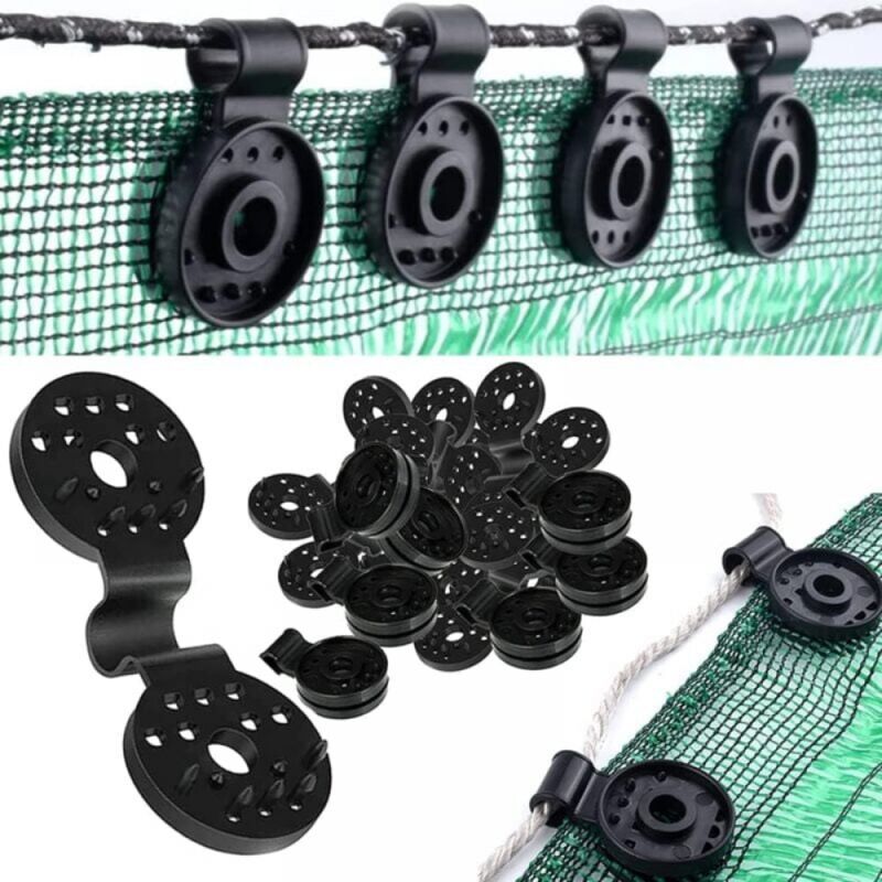 foto del prodotto cyslmuk 100 pezzi clip di fissaggio per schermo della privacy, clip speciale con occhiello in plastica, clip di fissaggio trattate anti uv per