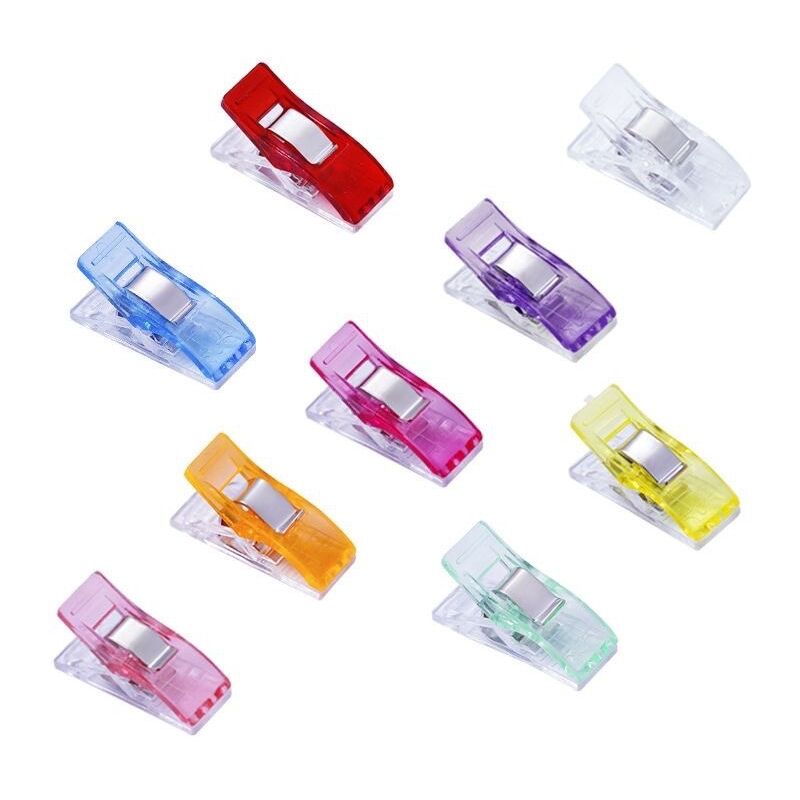 foto del prodotto cyslmuk 100 pezzi di clip da cucito, clip da cucito, colori assortiti in plastica, clip per tessuti artigianali wonder sewing, colore casuale