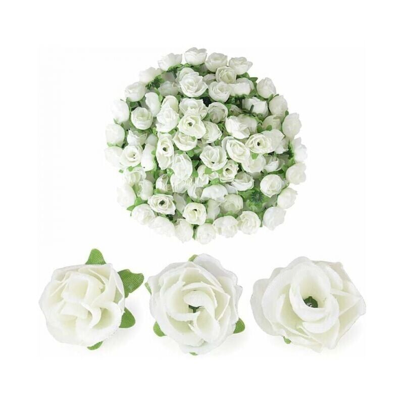 foto del prodotto cyslmuk 100 pezzi di fiori di rosa artificiali, fiori di rosa in schiuma sfusi con gambo per bouquet da sposa, centrotavola, decorazioni fai da te