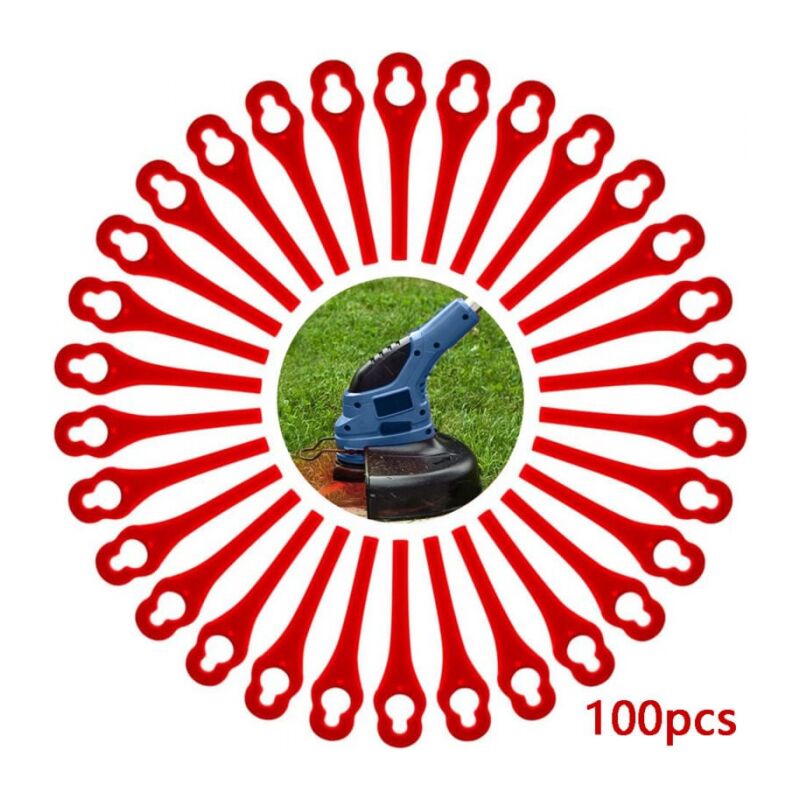 foto del prodotto cyslmuk 100 pezzi di lame di ricambio in plastica per decespugliatore, lame per tosaerba a batteria, lame di ricambio per prato da giardino l83