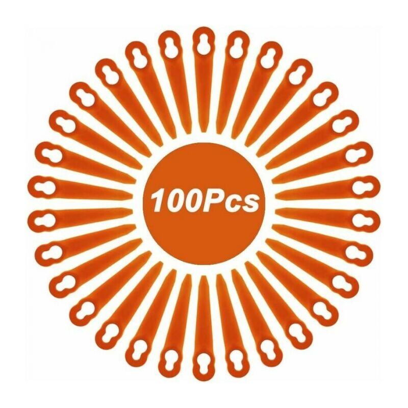 foto del prodotto cyslmuk 100 pezzi di lame di ricambio in plastica per decespugliatore, lame per tosaerba a batteria, lame di ricambio per prato da giardino l83
