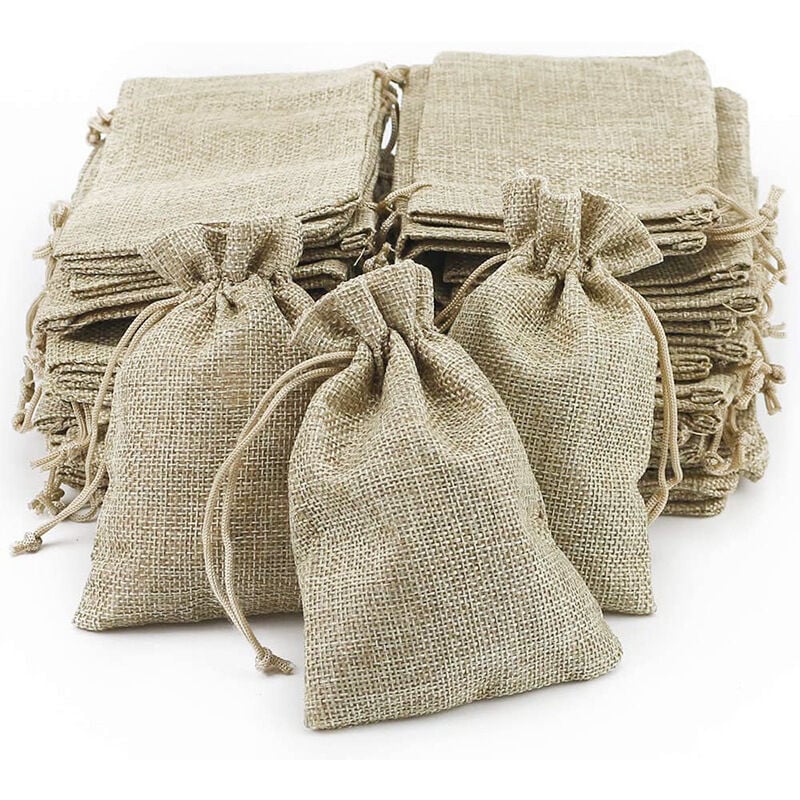 foto del prodotto cyslmuk 100 sacchetti di iuta, sacchetti di stoffa, sacchetti di juta, sacchetti per matrimonio color lavanda, sacchetti regalo, sacchetti regalo