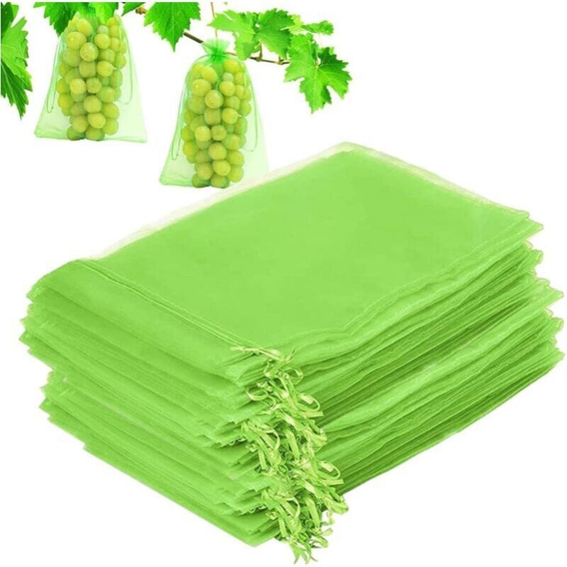 foto del prodotto cyslmuk 100 sacchetti per la protezione dell uva, sacchetti con coulisse in rete anti insetti, sacchetti per la protezione del giardino per