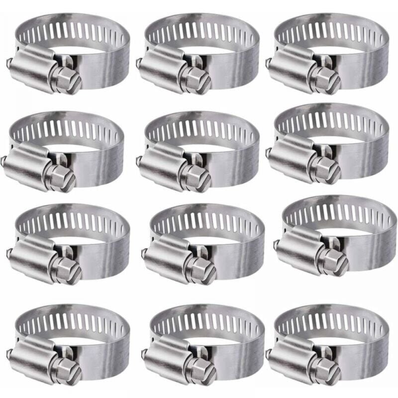 foto del prodotto cyslmuk 12 pezzi 16 25 mm fascette stringitubo regolabili in acciaio inossidabile 304 per tubi dell acqua domestici, serbatoi del gas, tubi per