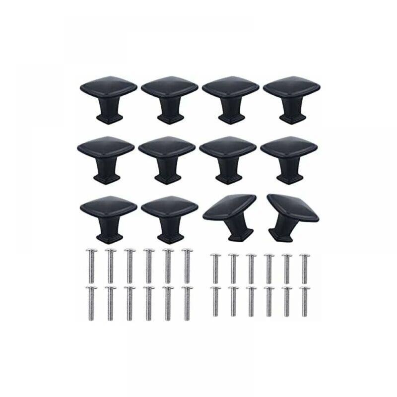 foto del prodotto cyslmuk 12 pezzi 30mm pomelli per mobili quadrati neri in lega di alluminio pomelli per porte neri moderni maniglia per mobili da cucina per