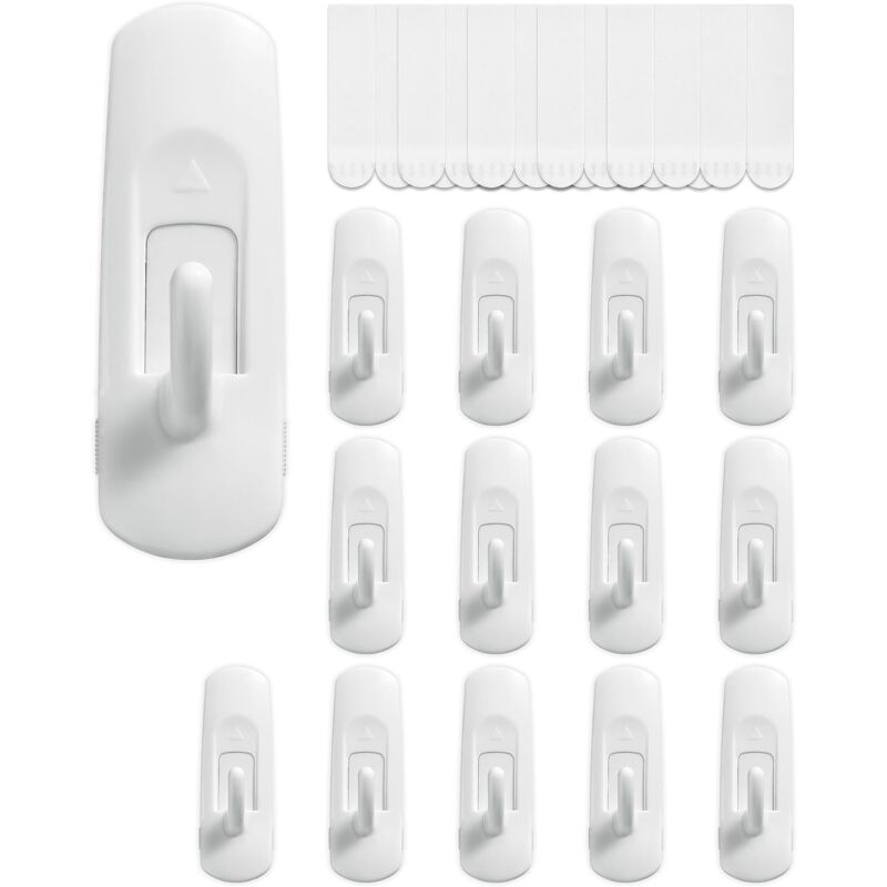foto del prodotto cyslmuk 14 ganci, grandi ganci multiuso, ganci organizzativi anti danni, resistenti con strisce adesive, ganci da parete senza bisogno di attrezzi