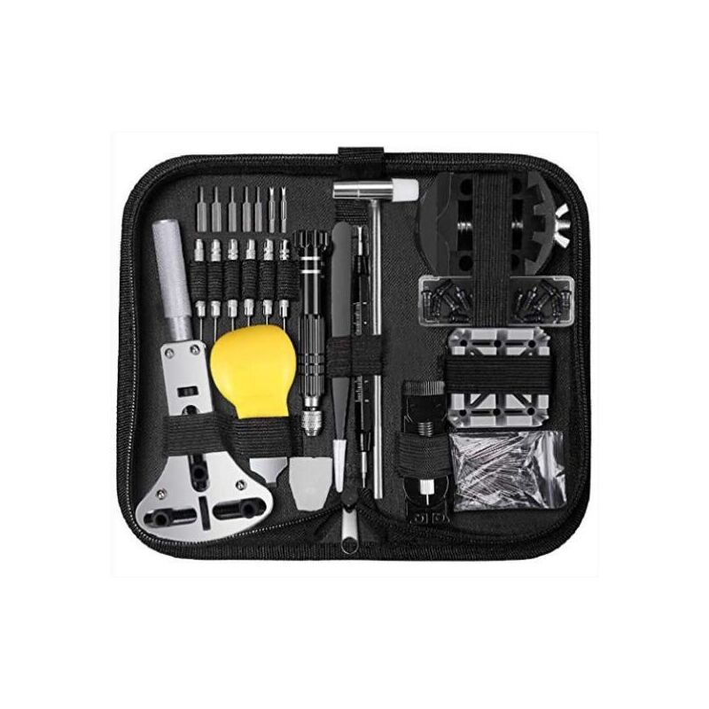 foto del prodotto cyslmuk 153 pezzi di utensili per orologi professionali, apricasse regolabile, cacciavite, kit di strumenti per il cambio della batteria del