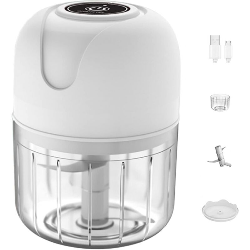 foto del prodotto cyslmuk 1pc mini trita aglio elettrico, frullatore da 250 ml, mini taglia aglio per aglio, verdure, frutta, cipolle, carni, insalate, alimenti per