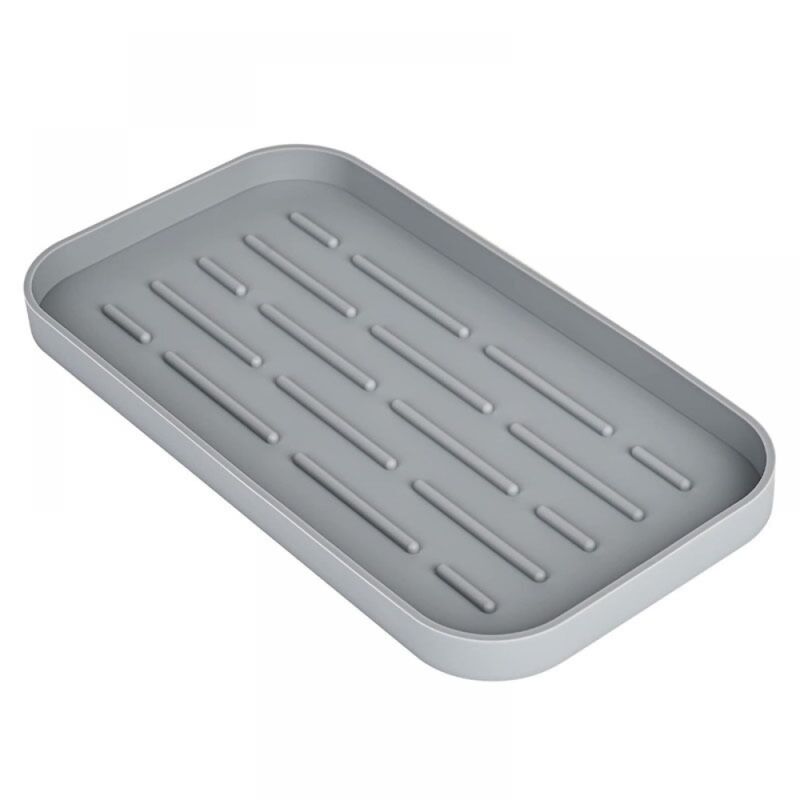 foto del prodotto cyslmuk 1pc tappetino di scarico in silicone scatola portaoggetti per lavandino per spugne, spazzole, sapone, tappetino per asciugatura bicchieri