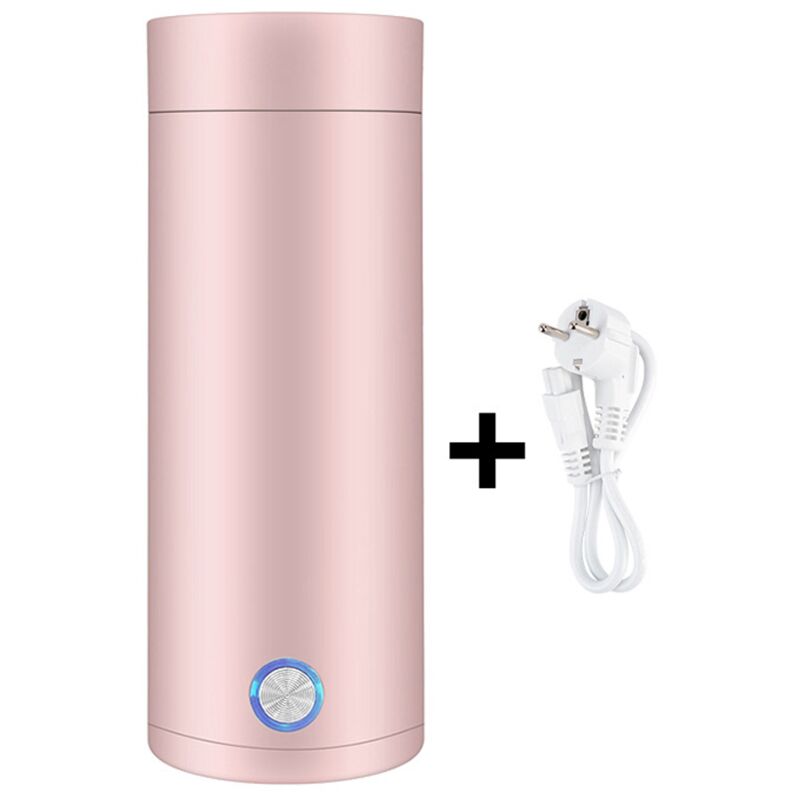 foto del prodotto cyslmuk 1pz mini bollitore da viaggio, bollitore elettrico piccolo in acciaio inox da 400ml, rosa, tazza elettrica 3 in 1, adatto per t , latte e