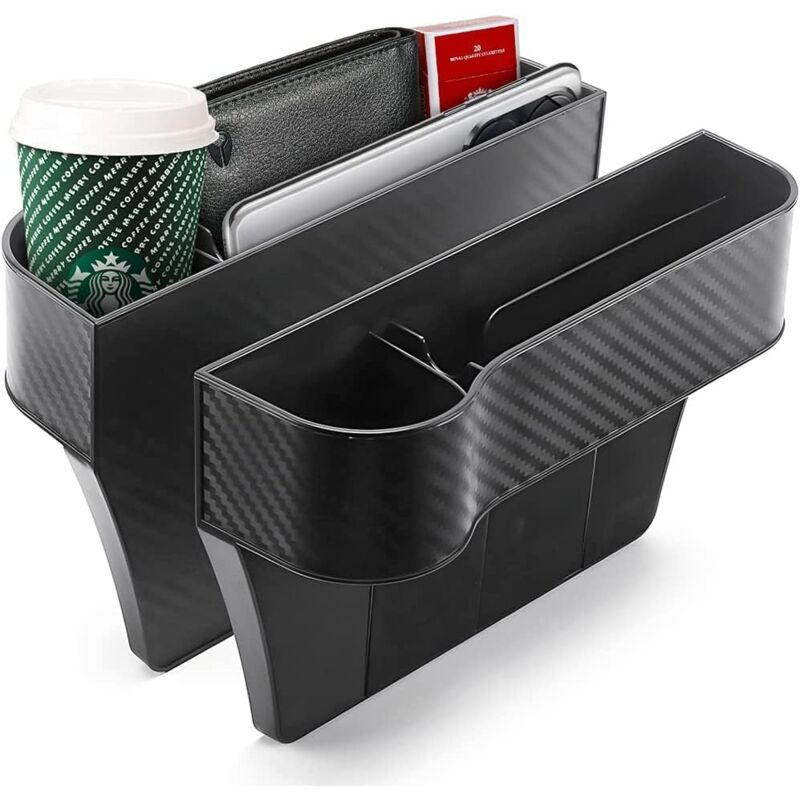 foto del prodotto cyslmuk 2 confezioni organizer laterale per seggiolino auto, tasca laterale per console, scatola portaoggetti multifunzionale con portabicchieri,
