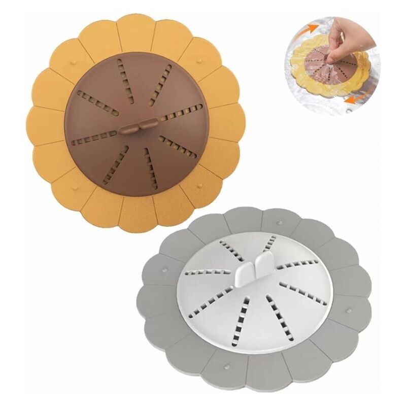 foto del prodotto cyslmuk 2 filtri anti capelli per vasca da bagno, filtro anti capelli per vasca da bagno e cucina, camera del filtro anti capelli in silicone.