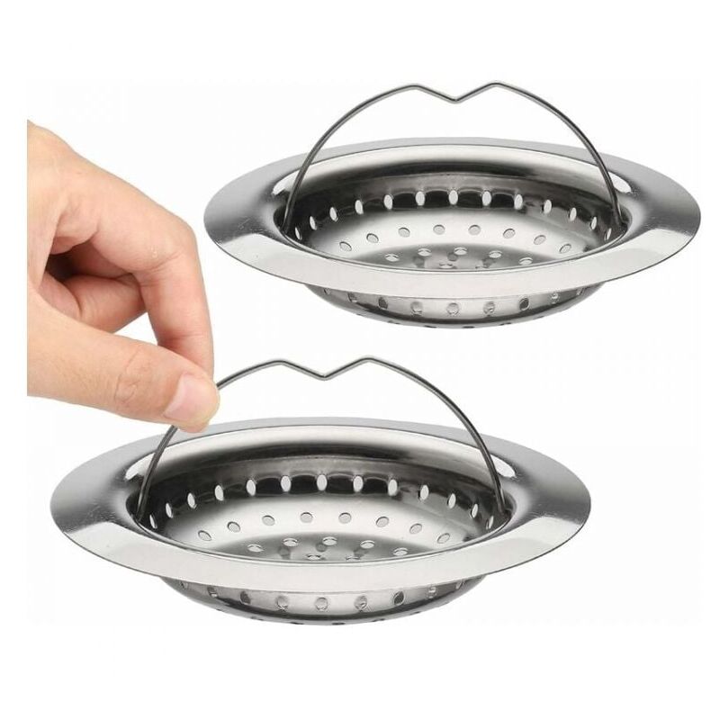 foto del prodotto cyslmuk 2 filtri per lavello cucina con manici, filtro per lavello in acciaio inox con manici, griglie di scarico cucina, diametro 110 mm, facili