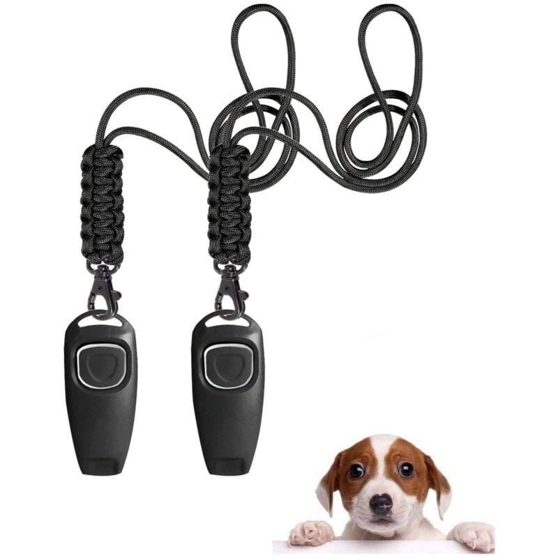 foto del prodotto cyslmuk 2 fischietti ad ultrasuoni regolabili per cani con clicker e 2 fili, fischietto ad ultrasuoni per cani, addestramento anti abbaio,