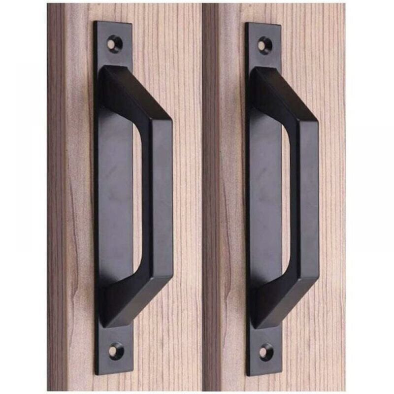 foto del prodotto cyslmuk 2 maniglie nere da 200 mm, kit di foratura, maniglie per porte a battente, maniglie per porte scorrevoli in alluminio