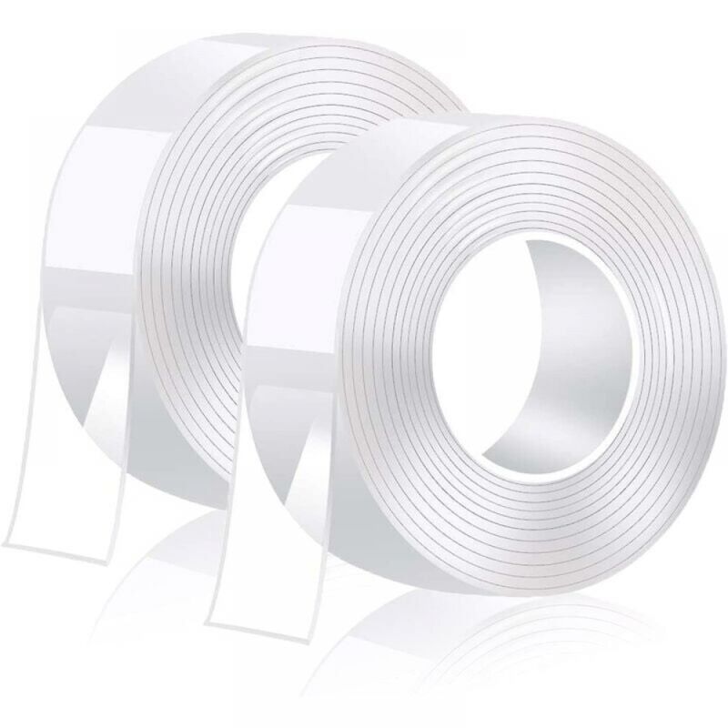 foto del prodotto cyslmuk 2 pezzi 1 mm di spessore super forte nastro biadesivo 3 mx2 cm lavabile trasparente nano nastro biadesivo multifunzionale riutilizzabile