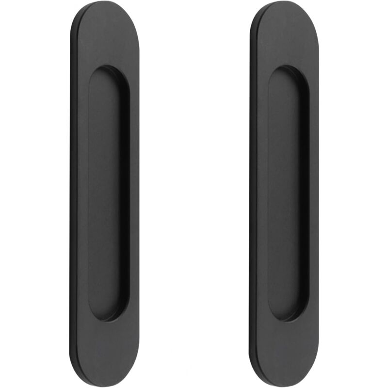 foto del prodotto cyslmuk 2 pezzi 15 cm maniglie per porte scorrevoli ovali nere, maniglie per porte piatte in alluminio autoadesive per porte scorrevoli del