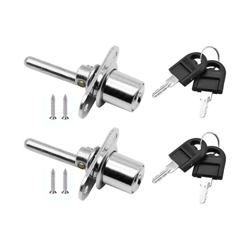 foto del prodotto cyslmuk 2 pezzi, argento serratura per porta cassetto con chiave per mobili serratura a pistone, diametro 16 mm, lunghezza 61 mm